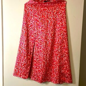 Dynamite Daisy Floral Satin Pink Slit Skirt, XS